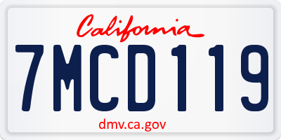 CA license plate 7MCD119