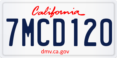 CA license plate 7MCD120