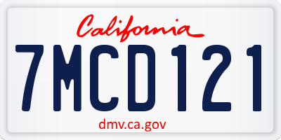 CA license plate 7MCD121