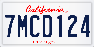 CA license plate 7MCD124