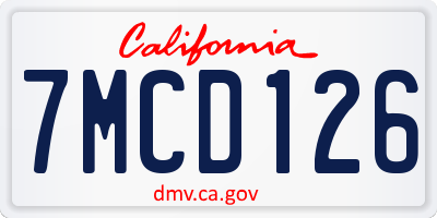 CA license plate 7MCD126