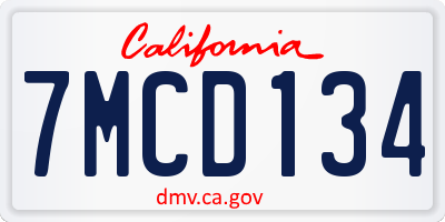 CA license plate 7MCD134