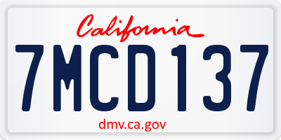 CA license plate 7MCD137