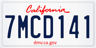 CA license plate 7MCD141