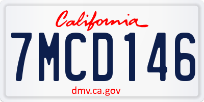 CA license plate 7MCD146