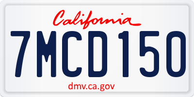 CA license plate 7MCD150