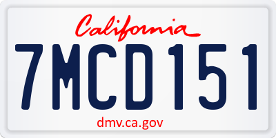 CA license plate 7MCD151
