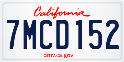 CA license plate 7MCD152