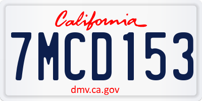CA license plate 7MCD153
