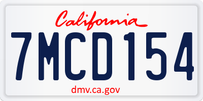 CA license plate 7MCD154