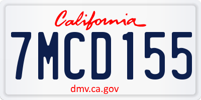 CA license plate 7MCD155