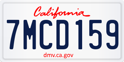CA license plate 7MCD159