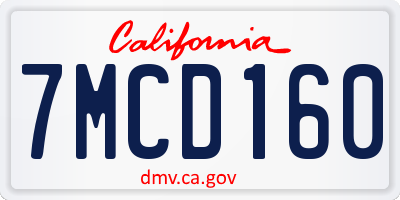 CA license plate 7MCD160
