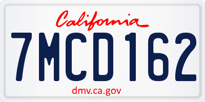 CA license plate 7MCD162