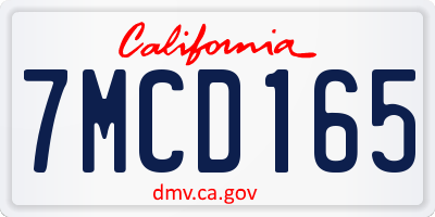 CA license plate 7MCD165