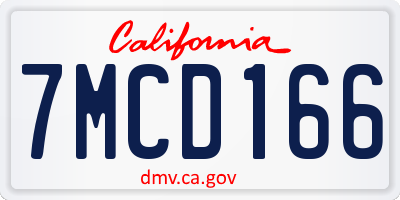 CA license plate 7MCD166
