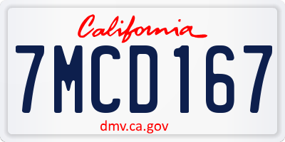 CA license plate 7MCD167
