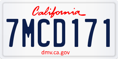 CA license plate 7MCD171