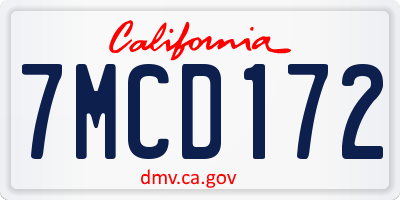 CA license plate 7MCD172