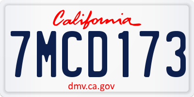 CA license plate 7MCD173