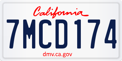 CA license plate 7MCD174