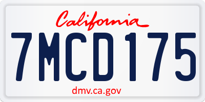CA license plate 7MCD175