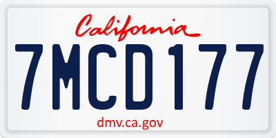 CA license plate 7MCD177