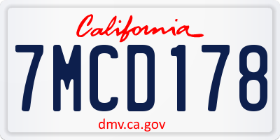 CA license plate 7MCD178