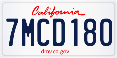 CA license plate 7MCD180