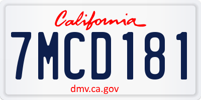 CA license plate 7MCD181