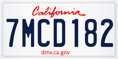 CA license plate 7MCD182