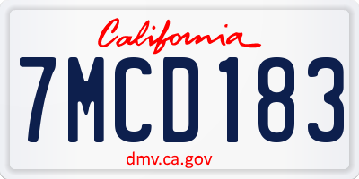 CA license plate 7MCD183
