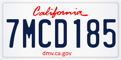 CA license plate 7MCD185