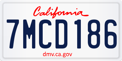 CA license plate 7MCD186