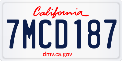 CA license plate 7MCD187