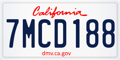 CA license plate 7MCD188