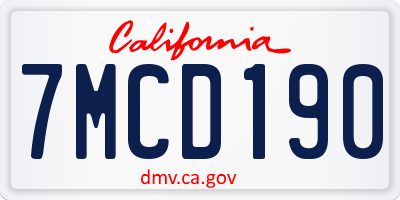 CA license plate 7MCD190