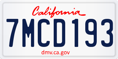 CA license plate 7MCD193