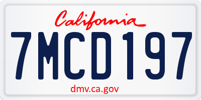 CA license plate 7MCD197
