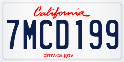 CA license plate 7MCD199
