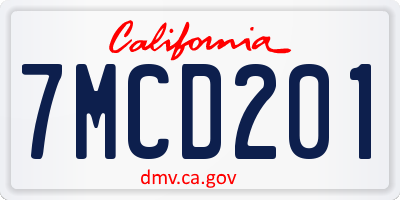 CA license plate 7MCD201
