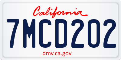 CA license plate 7MCD202