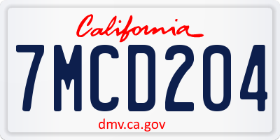 CA license plate 7MCD204