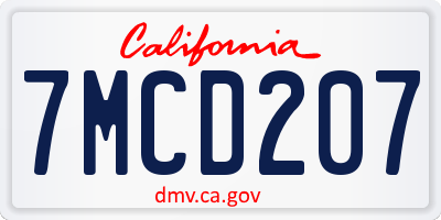 CA license plate 7MCD207