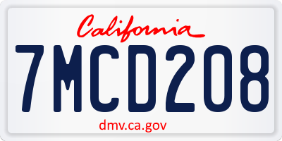 CA license plate 7MCD208