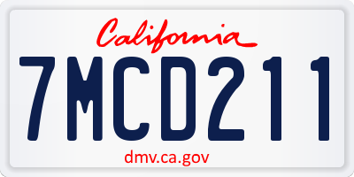 CA license plate 7MCD211