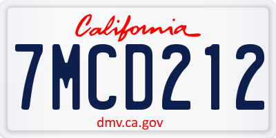 CA license plate 7MCD212