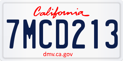 CA license plate 7MCD213