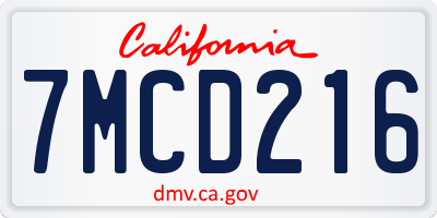 CA license plate 7MCD216