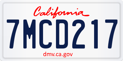 CA license plate 7MCD217